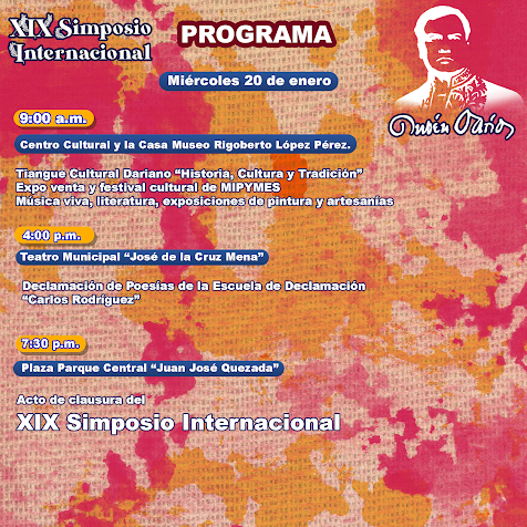 Programa 20 de enero del XIX Simposio Internacional Rubén Darío