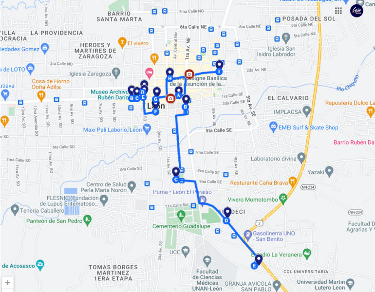 Ruta de Rubén Darío en Google Maps